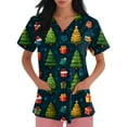 thumbnail image 6 of Garbnen Womens Scrub Top Merry Christmas Womens Scrubs Top Workwear Short Sleeve V Neck Snowman Print Nurse Uniforms with Pockets, 6 of 6