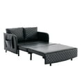 thumbnail image 2 of HOMEFUN Linen/PU Loveseat Convertible Storage Sleeper Sofa Bed with Headboard Black+PU, 2 of 5