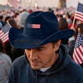 thumbnail image 3 of USA 250th Anniversary Cowboy Hat We the People Felt Western Patriotic Hat US Flag America 250 Years Celebration Gift 250 Years of Freedom Wide Brim Sun Cap, 3 of 5