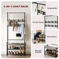 thumbnail image 6 of Coat Rack Shoe Bench, 3-in-1 Hall Tree Shoe Rack for Entryway, Coat Tree with 3-Tier Storage Shelf and 8 Hooks, Industrial Furniture with Steel Frame, Multifunctional Hallway Organizer, 6 of 9