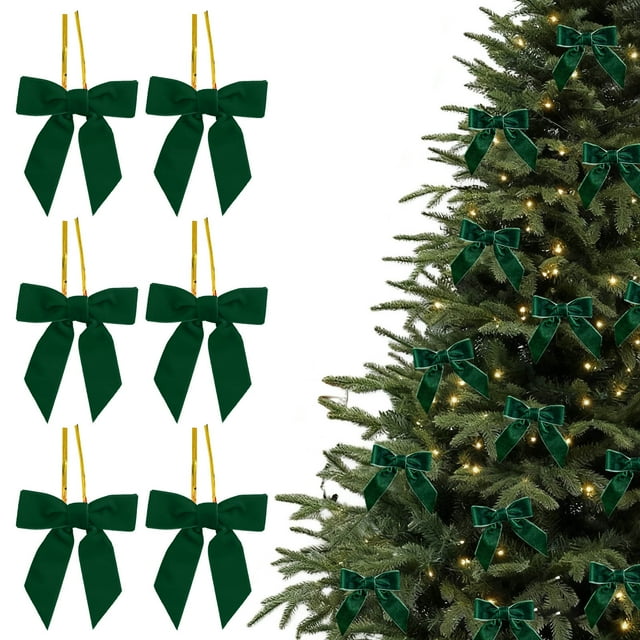 Mlkoz Christmas Decor, 6pcs Small Velvet Bows For Wreath Wrap Wedding Party Bows For Snack Baking Candy, Man Gifts