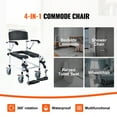 thumbnail image 6 of KFFKFF Commode Wheelchair for Shower Use, Equipped with 4 Secure Wheels, Adjustable Footrests, Foldable Arms, 3-Stage Height Customization, Detachable 5L Bucket, Supports up to 350 LBS, 6 of 9