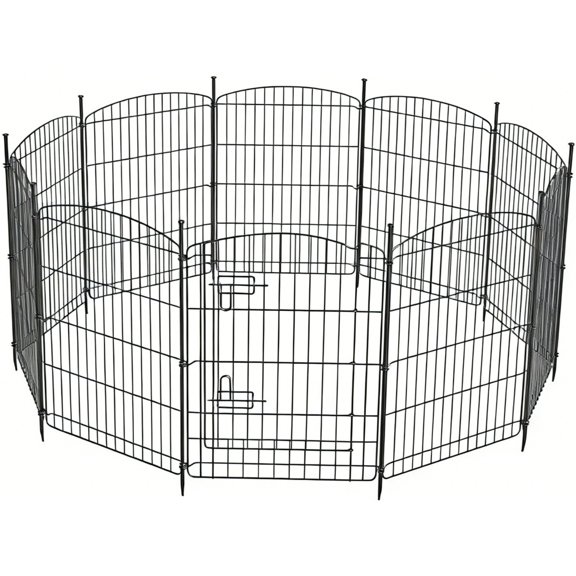 Anyask 30" Tall 10 Panel Dog Playpen with One Door, Portable Customizable Foldable Metal Fence for Pets, Black