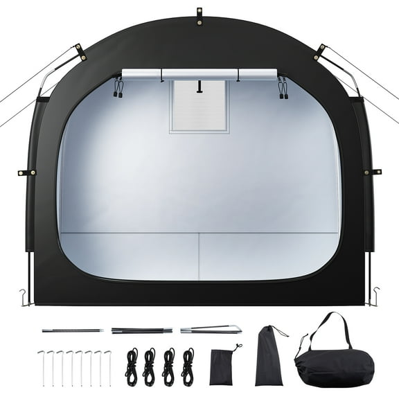 KFFKFF Bicycle Shelter, Accommodates 1-2 Bicycles, Roomy Outdoor Bicycle Shelter with Aeration Opening, Water-Resistant Simple Assembly Bicycle Shelter with Durable Fiberglass & Twin Fasteners