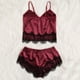thumbnail image 2 of Gibobby Pijamas Mujer Verano Sexy Pijamas Conjunto de pijama de satén con pantalones cortos y tirantes de encaje sexy para mujer(Rojo,M), 2 of 5