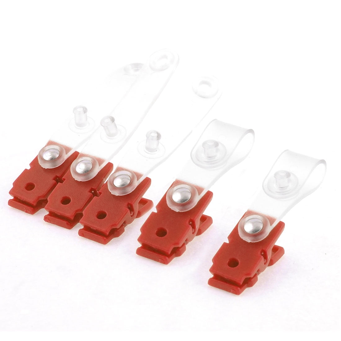 5 Pieces Red Soft Clear Plastic Spring ID Card Work Badge Clip