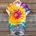thumbnail image 4 of Tnhcen Women's Summer Colorful Print Crewneck T-Shirts | Plus Size Friendly S-2XL | Polyester Spandex Blend Tops, 4 of 5