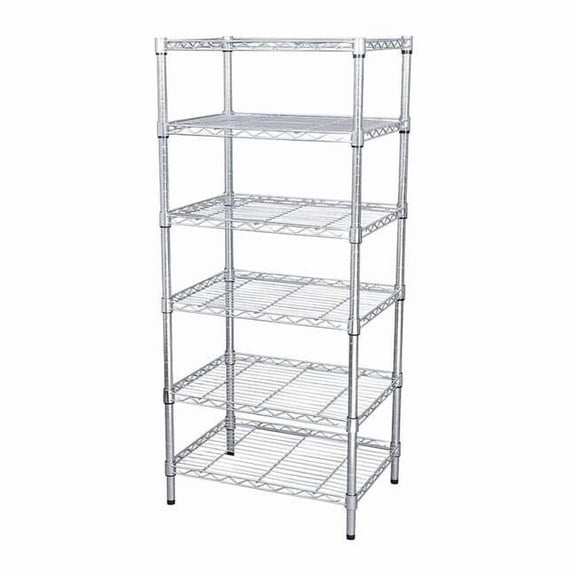 Wire Shelving Unit, 18"D x 48"W x 63"H, 6 Shelves, Chrome