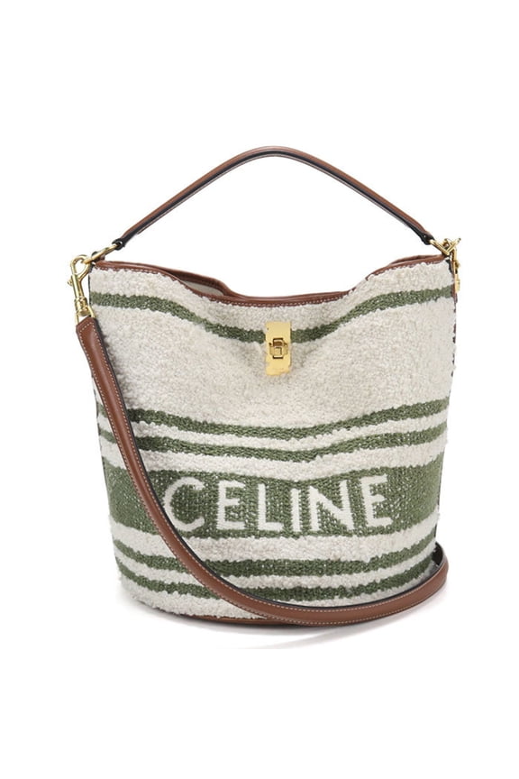 Pre-Owned CELINE Celine Handbag 2-Way Bucket Bag 16 Women's White