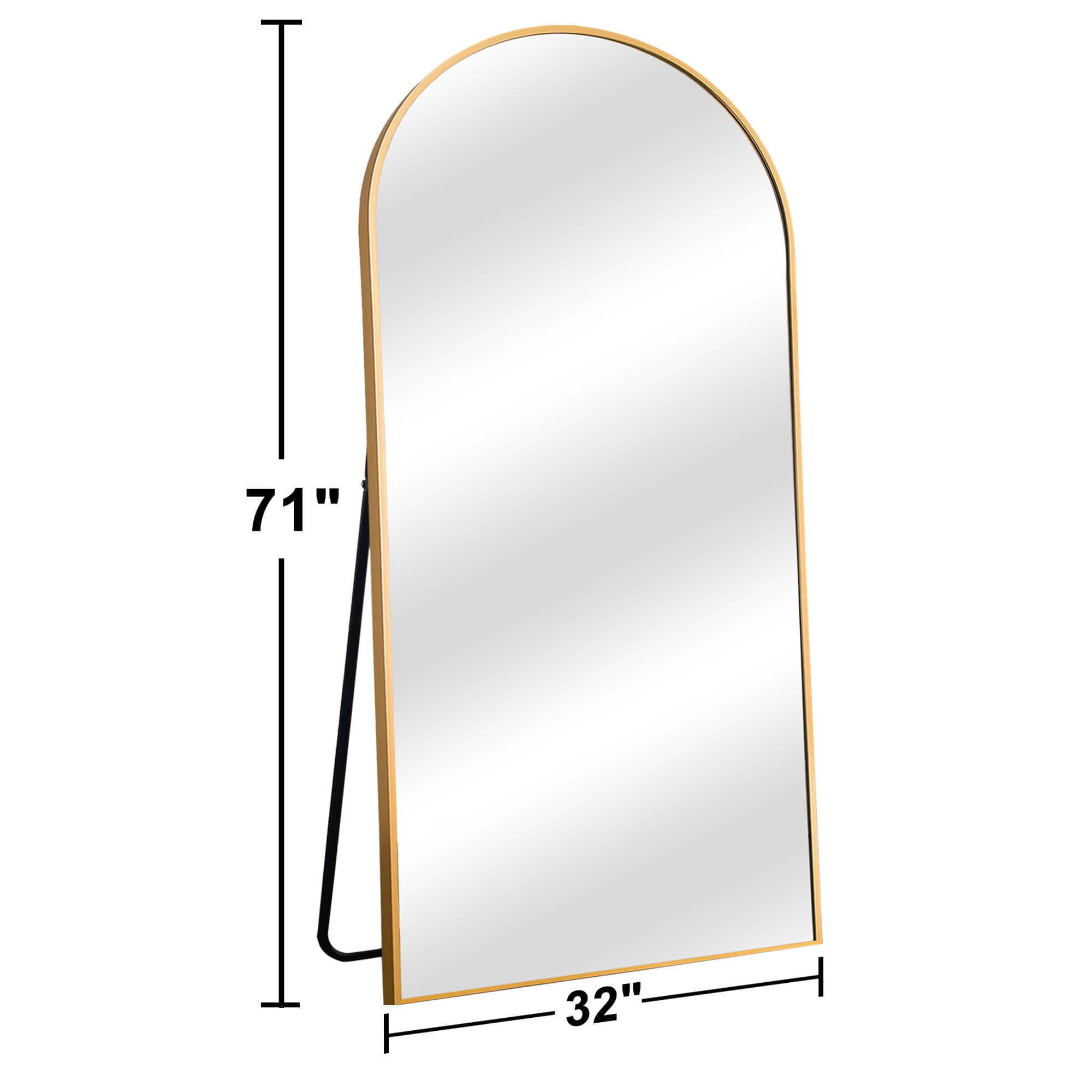 MAYEERTY 71" × 32" Arched Full Length Mirror Aluminium Alloy Floor Mirror, Gold
