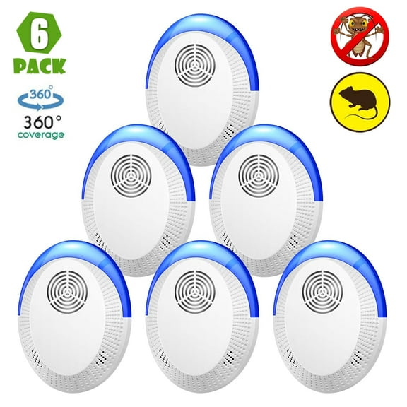 6 Packs Mice Repelent Plug ins Indoor, Pest Control Plug in for Mice, Roaches, Rats, Fleas, Bugs, Rodents, Mosquitoes, Spiders for House, Kitchen, Office, Garage, Warehouse
