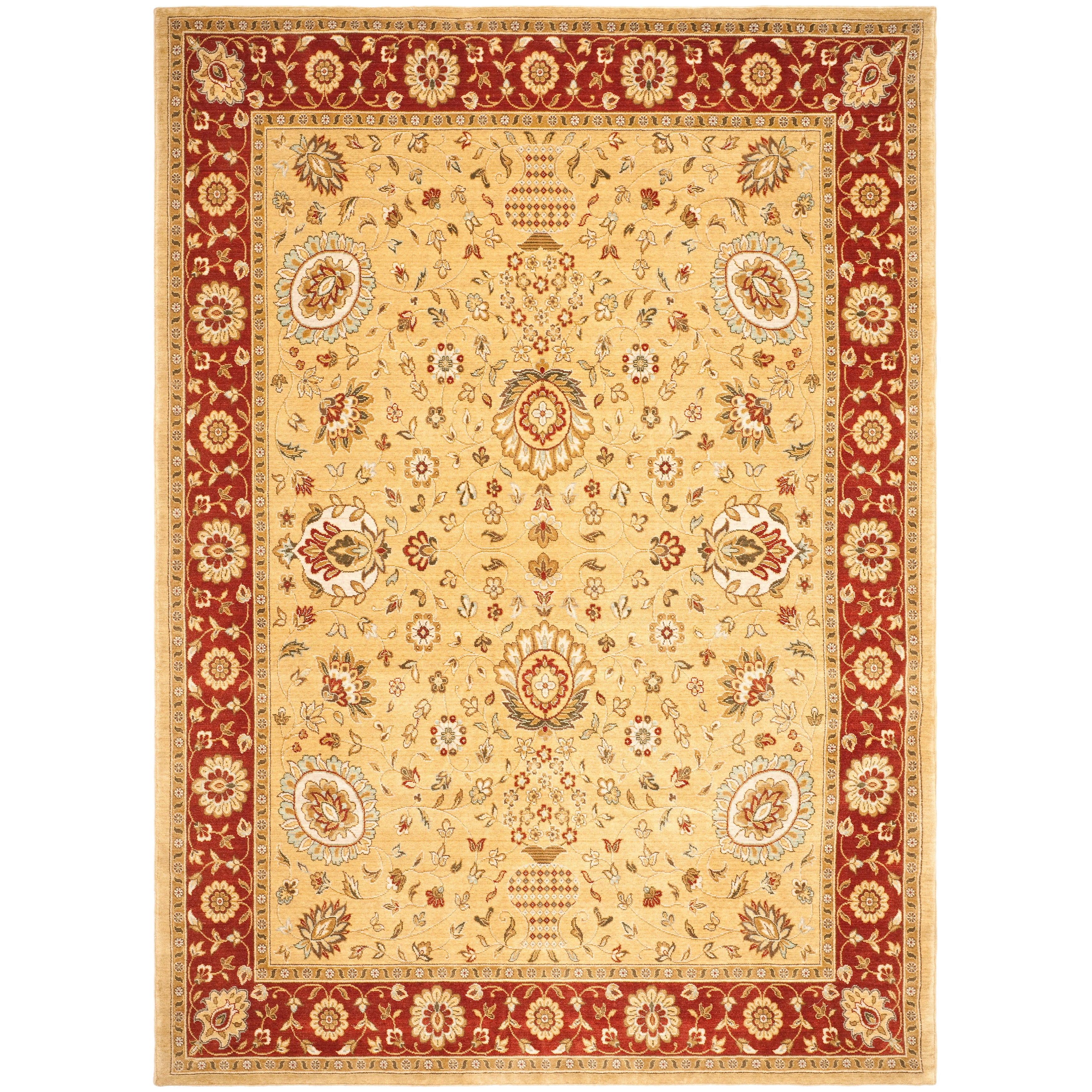 SAFAVIEH Tuscany Cory Floral Bordered Wool Area Rug, Brown/Light Blue, 8' x 11'2"