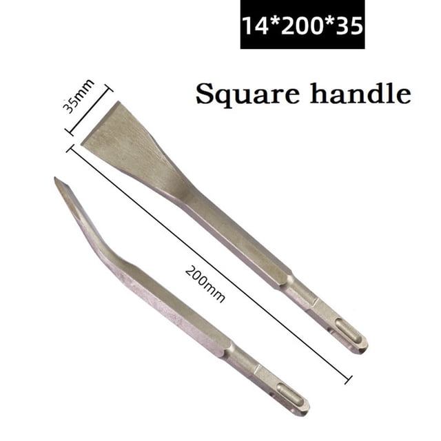 Chendee 1Pc Chisel Bits Square/Round Handle Shank For Electric Hammer 45# Carbon Steel,14X200X35