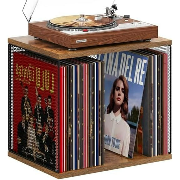 1 Cube Vinyl Record Storage DIY Stackable 80-110 Shelf Visualize Box Cube - Natural Wooden Organizer Crate Cabinet Desktop Storage for Retro Vinyl Record Player$$Office