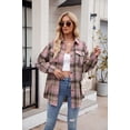 thumbnail image 6 of XCHQRTI Plaid Pocket Shirt for Women Lapel Button Down Blouse Casual Long Sleeve Tops, 6 of 6