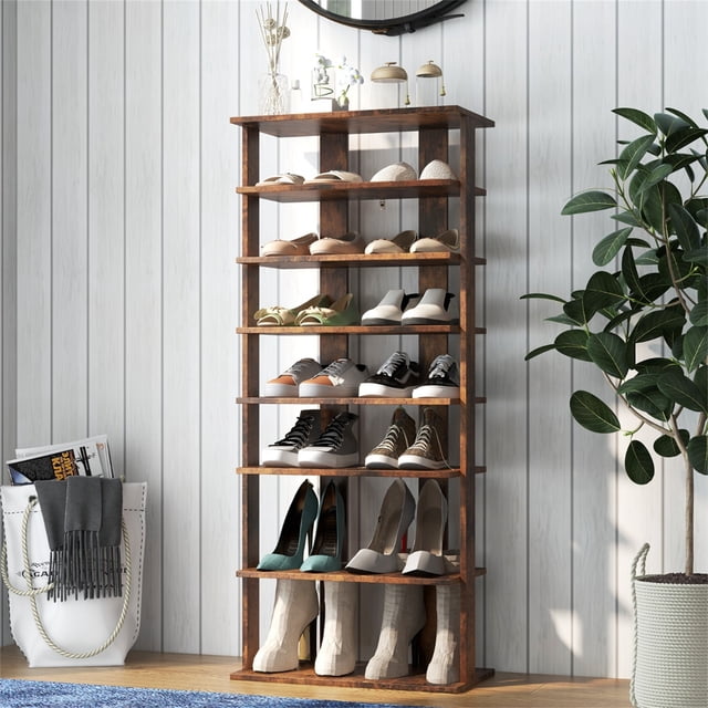 Estante de Zapatos Costway Vertical de 7 niveles Torre de Almacenamiento zapatero 47 x 25,5 x 110 cm
