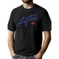 thumbnail image 1 of Camiseta de algodón negra "Lifted" para hombre - Casual, manga corta, cuello redondo con logotipo, diseño ultraversátil para todas las estaciones, ropa informal | Estampado gráfico frontal | Detalles,, 1 of 6
