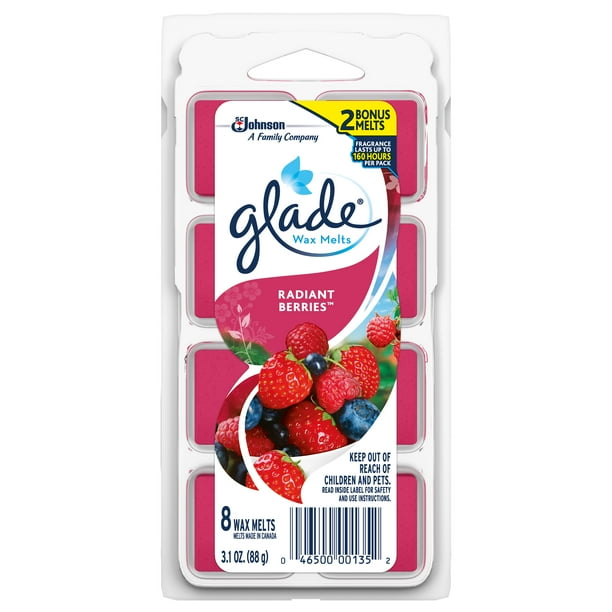 Glade Radiant Berries Scented Wax Melts Refills, 3.1 Oz. (8 Cubes)
