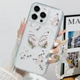 thumbnail image 2 of Compatible with iPhone Case,Luxury Crystal Clear Cute Bling Butterfly Wristband Strap Bracelet Chain Transparent Soft Shockproof Cover Phone Case (White,iPhone 16 Pro Max), 2 of 12