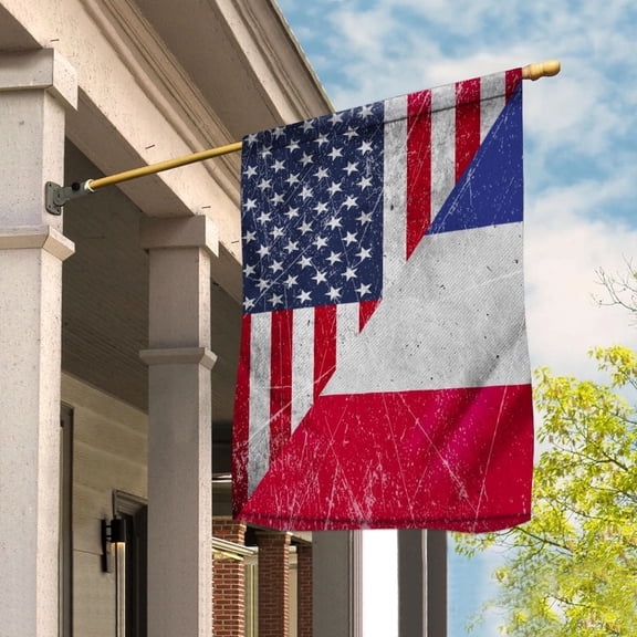 American Flag USA France Half American Friendship French Patriotic Garden Flag (29.5x39.5) Double Sided-USA Flags Premium Polyester-Decorative Indoor Outdoor Flag