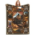 thumbnail image 5 of Train Blanket Steam Train Throw Blanket Cozy Fleece Flannel Bedding Train Gifts for Men Women Boys Girls Lover Adult Stuff Plush for Couch Sofa Bed Decor, 5 of 10