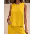 thumbnail image 4 of EASYBRA Women Pants Suit Sleeveless Solid Color Cotton Casual Wear Long Pants Set Sizes S–2XL, 4 of 7