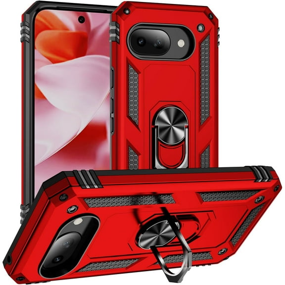 REQO for Google Pixel 9A Case with Ring Holder,Military Grade Heavy Duty Phone Case for Google Pixel 9A with Screen Protector Shockproof Hard for Men Women