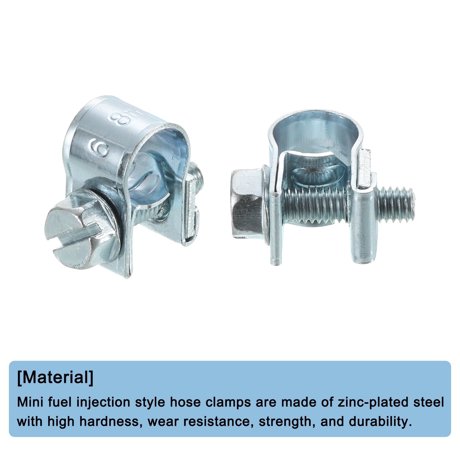 10 Colliers De Serrage Inox 6mm-8mm Pour Tuyau Carburant - Neuf En Blister