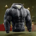 thumbnail image 3 of yuCgh Men's Christmas Ugly Print Hoodie, Muscle Graphic Long Sleeve Casual Sports Pullover, Festive Humorous Design for Holiday Parties,Gray L, 3 of 5