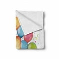 thumbnail image 2 of 1st Birthday Soft Flannel Fleece Throw Blanket, Vintage Theme Kids First Party with Balloons Stars and Dots Image Colorful, Cozy Plush for Indoor and Outdoor Use, 70" x 90", Multicolor, by Ambesonne, 2 of 6