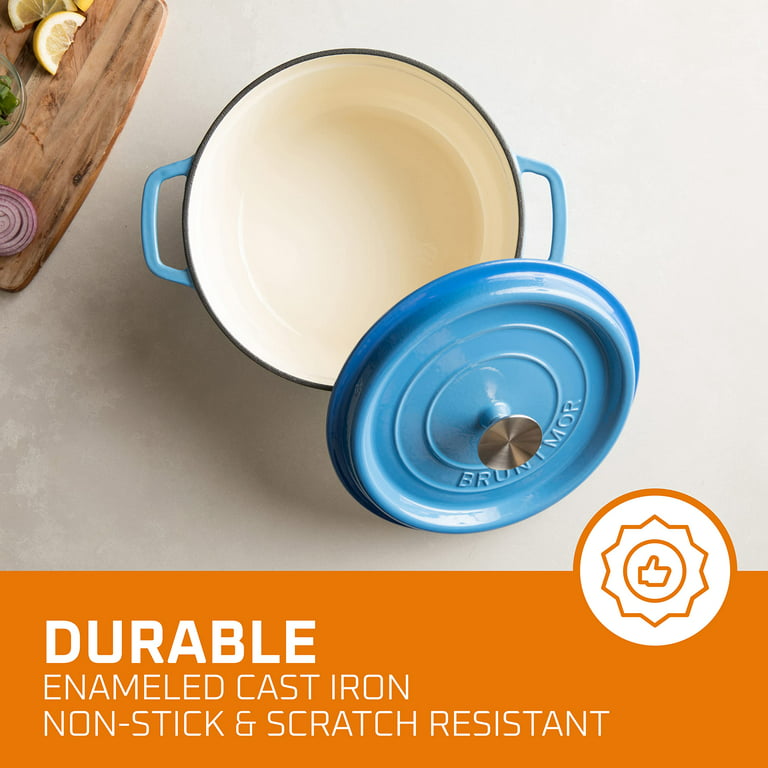 Bruntmor 6.5 Qt Duke Blue Pre-Seasoned Enameled Cast Iron Dutch Oven