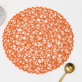 thumbnail image 2 of 15 Inch Round Placemats Pressed Plastic Flower Place Mats 1Pack Heat Resistant Dining Table Mats Placemat for Wedding Party Kitchen Decorations,Placemats for Dining Table(Orange,14.96x14.96"), 2 of 4