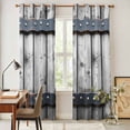 thumbnail image 4 of Grey Wood Grain Kitchen Curtains 96 Inch Length, Country Vintage Barn Door Rustic Lodge Grommet Top Bedroom Living Room Curtains, Light Filtering Cafe Curtain Drapes 2 Panels Set 104''x96'', 4 of 9
