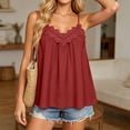thumbnail image 6 of Purcolt Womens Spaghetti Strap Babydoll Tank Top Dressy Casual Pleated Scalloped Lace V Neck Camisole Blouses Summer Flowy Beach Vacation Loose Fit Shirts, 6 of 8