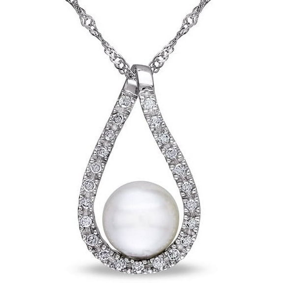 Everly Women's Cultured Pearl and Diamond 14k White Gold Necklace