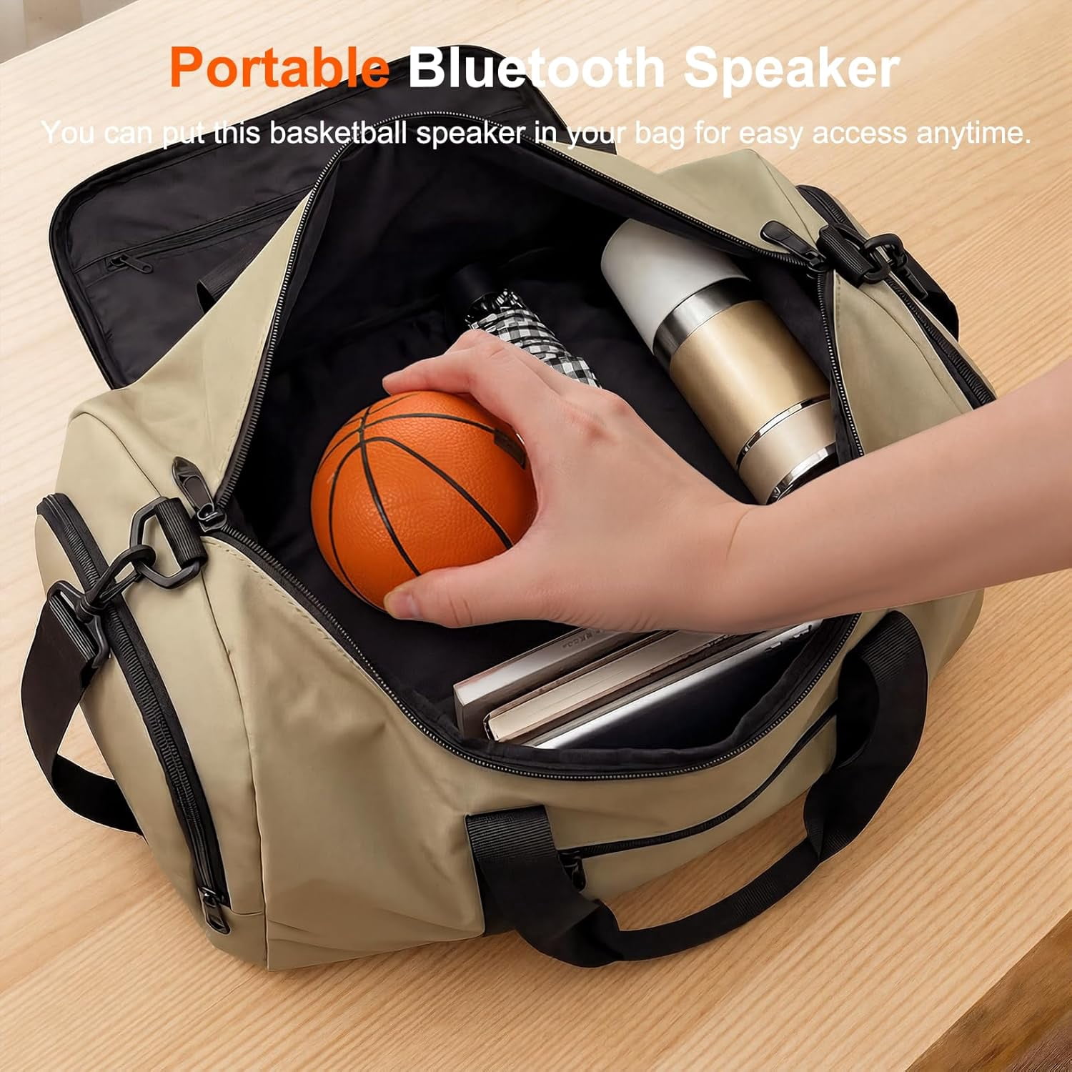 JISPOORT Glow in the Dark Leather Basketball with Bluetooth Speaker, Baseball Size