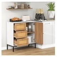 thumbnail image 5 of Rattan Buffet Sideboard, Accent Storage Cabinet with 3 Drawers & 1 Door, Sturdy Metal Legs, for Kitchen, Living Room, Entryway (1), 5 of 9