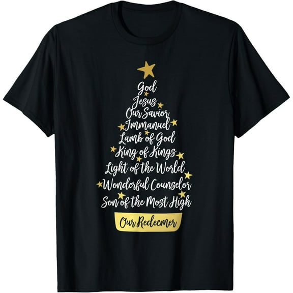 Christian Faith Christmas Tree T-ShirtMen and women, Black T-shirt, size: Extra large