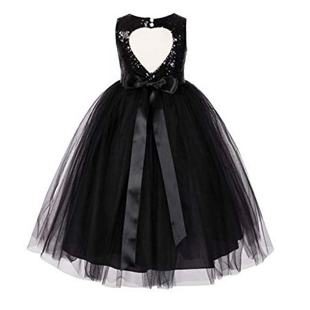 Heart Cutout Sequin Formal Flower Girl Dress Ceremonial Gown 172seq