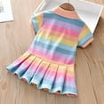thumbnail image 3 of PENGXIANG Robe à Manches à Volants pour Bébé Fille Été Boho Rayé Arc-en-Ciel Robe Princesse une-Pièce Vêtements, 3 of 12