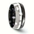 thumbnail image 4 of Edward Mirell Black Ti/Sterling Silver/Titanium Domed Brushed/Polished 9mm Band EMR265, 4 of 7