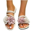 thumbnail image 6 of Sandals for Women 2024 Deals! Nilvkv Women Three Flower Toe Toe Beach Flip-flops Rhinestone Sandals Women's Flat Sandals Casual Comfort Walking Sandals, 6 of 7