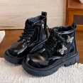 thumbnail image 4 of Cethrio Little Girls Lace Up Boots, Outdoor Non-Slip Fall Winter Round Toe Ankle Boots Black Size 13.5 Little Kids, 4 of 6
