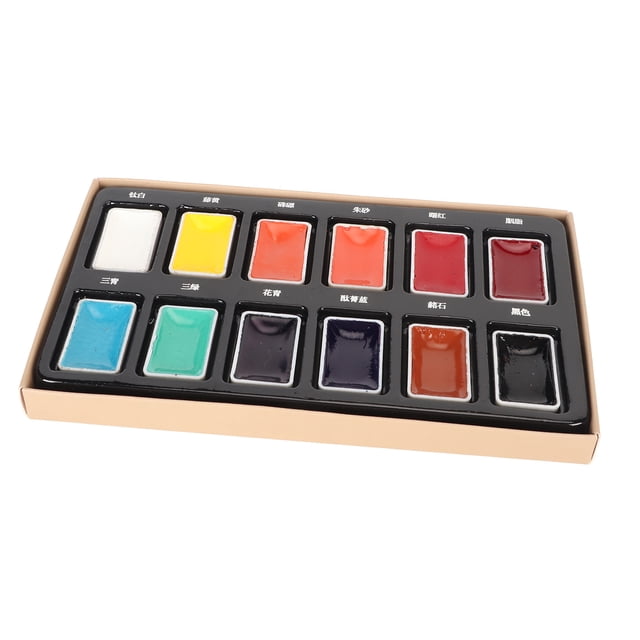 Watercolor Paint, Chinese Style 12 Colors Portable Durable Water Color Paint For Coloring