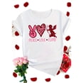thumbnail image 2 of Camiseta informal de cuello redondo para mujer con diseño de "Flecha de Cupido" y "Amor y Paz". Tejido de algodón suave, elástico y lavable a máquina. Ideal para San Valentín y para cualquier temporad, 2 of 8