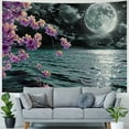 thumbnail image 4 of PRATYUS  Small Full Moon Over Ocean Tapestry Wall Hanging, Purple Japanese Cherry Blossom Wall Tapestry, Fantasy Asian Scenery Tapestry for Bedroom Living Room Dorm Home Decor, Painting, 4 of 6