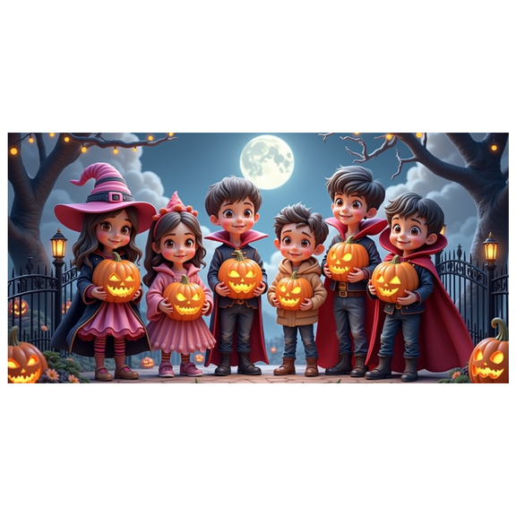 Halloween Theme Kids Banner Pumpkin Decoration Ghost Costume Witch Hat for Halloween Party Outdoor Decoration Night Celebration