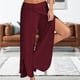 thumbnail image 2 of Pantalones de algodón con dobladillo de tulipán para mujer pantalones extragrandes pantalones casuales básicos atuendo diario con abertura lateral FLhrweasw Nuevo, 2 of 7