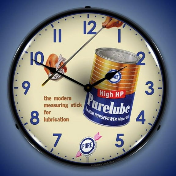 Purelube Oil Wall Clock, Lighted