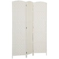 thumbnail image 2 of HOMCOM Room Divider, 3 Panel Folding Privacy Screen, 6FT Tall Portable Wicker Weave Partition Wall Divider for Bedroom, Home Office, White, 2 of 9